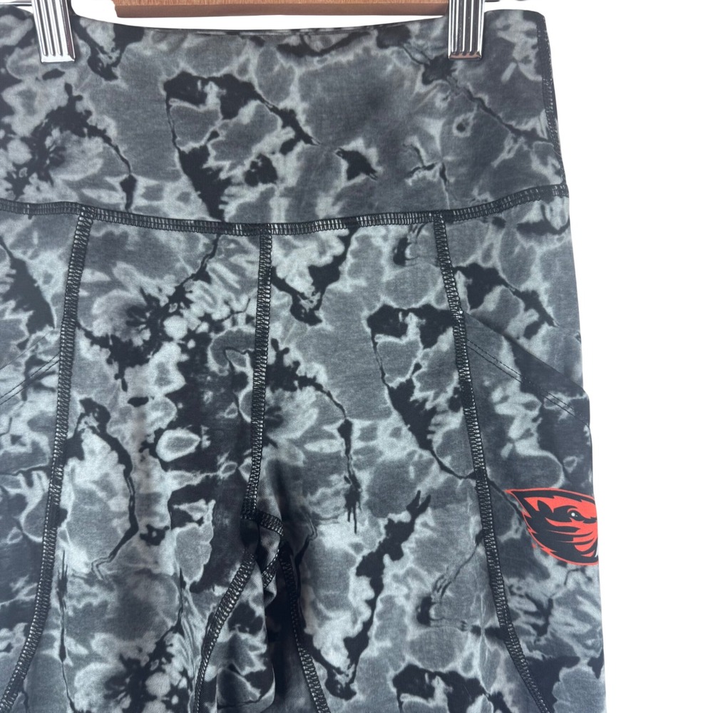 ZooZatz Oregon State Beavers Leggings Women XS Black Tie Dye High Rise Pockets